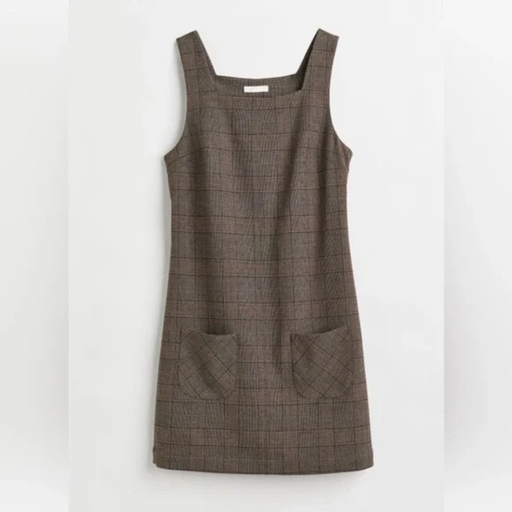 H&M Brown Checkered Mini Dress